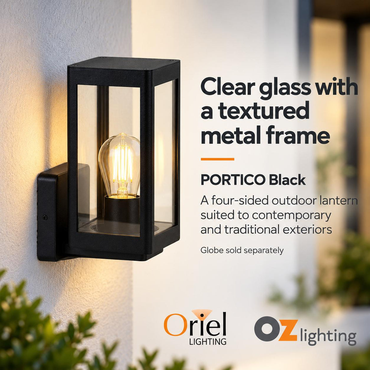 Oriel PORTICO Outdoor Wall Light - IP44-Oriel Lighting-Ozlighting.com.au