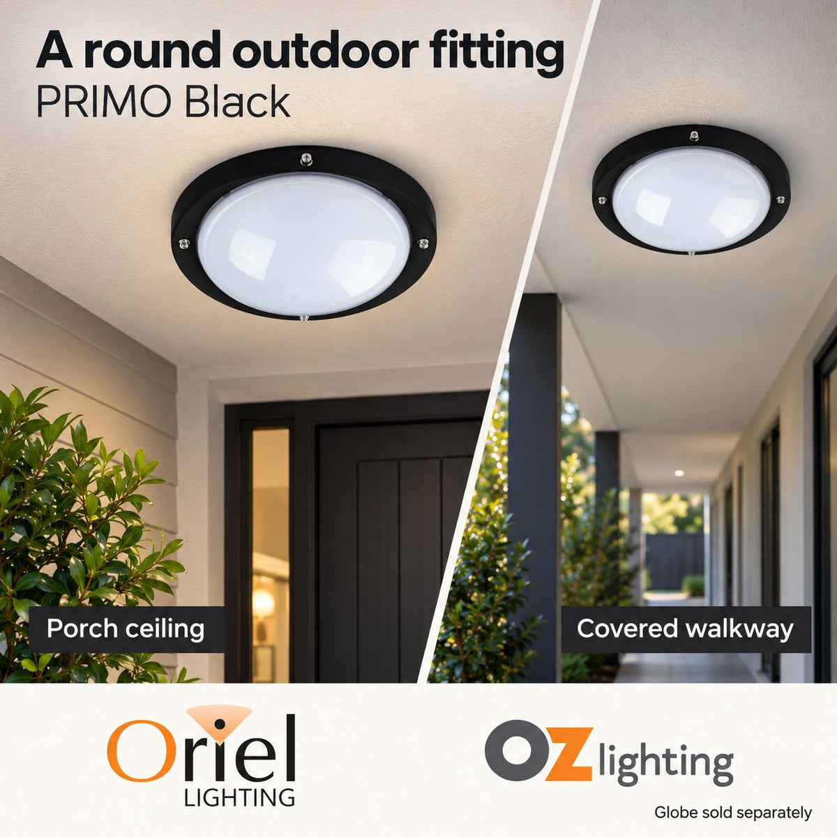 Oriel PRIMO Outdoor Ceiling Light - Premium Bulkhead Bunker, IP65-Oriel Lighting-Ozlighting.com.au