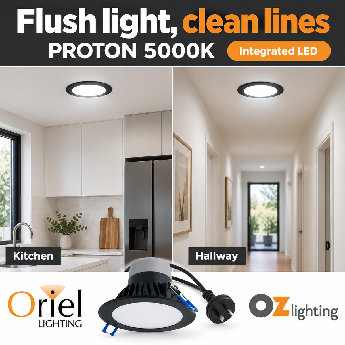 Oriel PROTON Recessed LED Downlight - 10W, 3000K/5000K-Oriel Lighting-Ozlighting.com.au