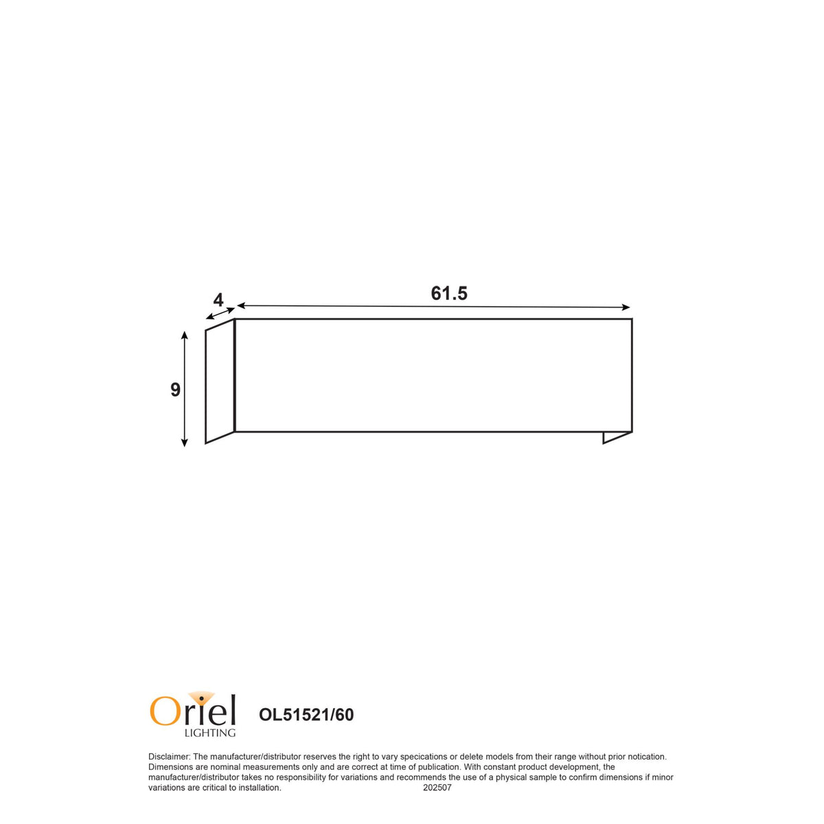 Oriel RAFTER Wall Light Colour Selectable Up/Down-Oriel Lighting-Ozlighting.com.au