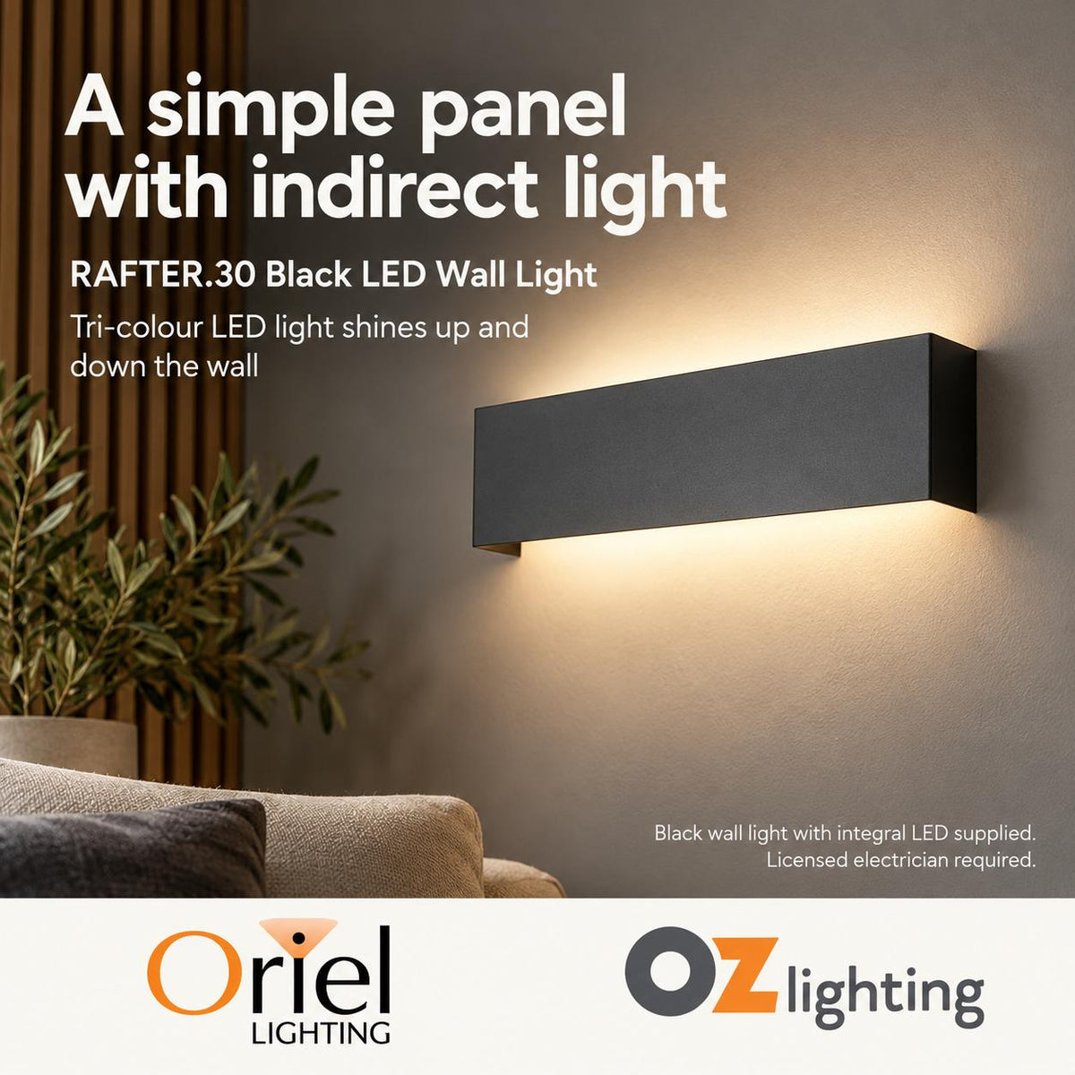 Oriel RAFTER.30 LED Wall Light - Tri-Colour-Oriel Lighting-Ozlighting.com.au