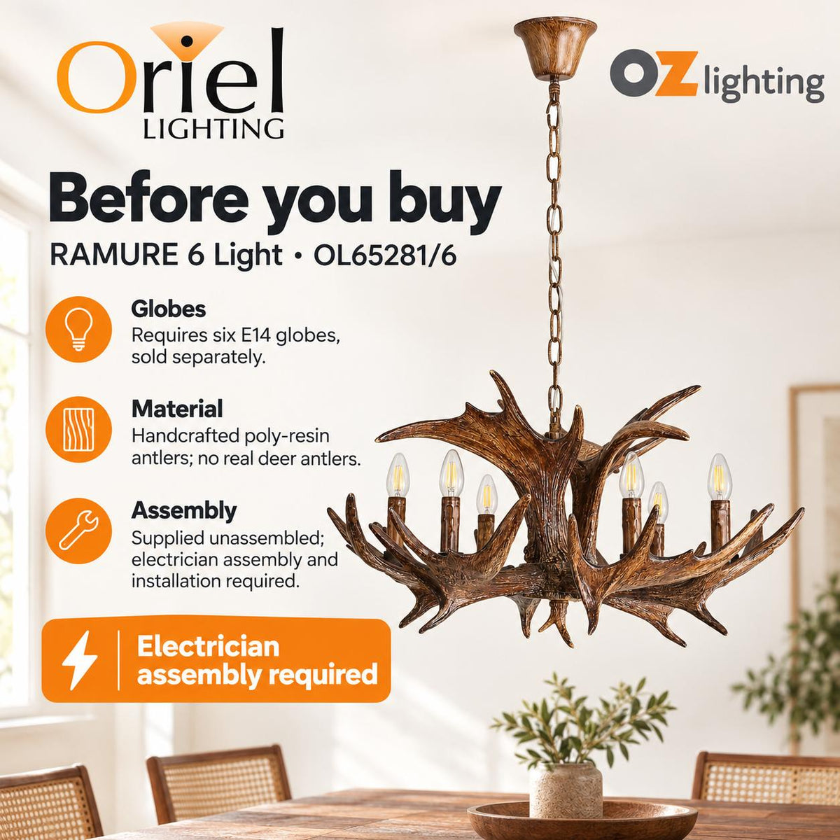 Oriel RAMURE Pendant - 6-Light-Oriel Lighting-Ozlighting.com.au