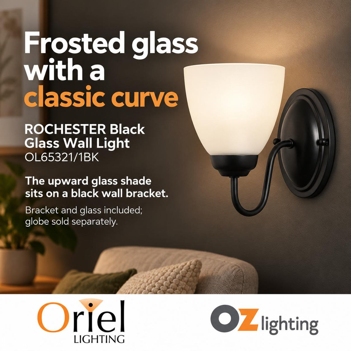 Oriel ROCHESTER Wall Light - Glass-Oriel Lighting-Ozlighting.com.au