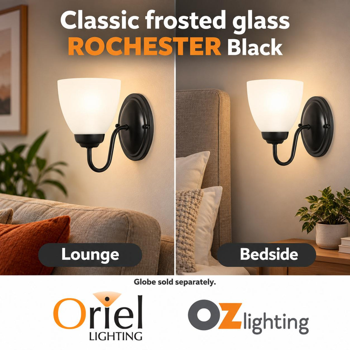 Oriel ROCHESTER Wall Light - Glass-Oriel Lighting-Ozlighting.com.au