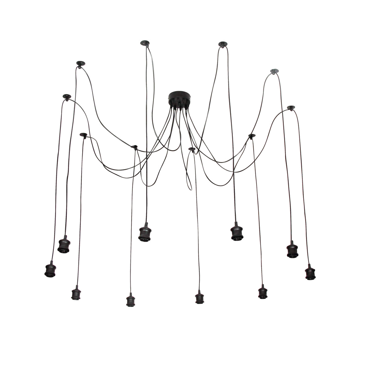 Oriel ROCKBY Pendant - 10 Light Dropper, Black-Oriel Lighting-Ozlighting.com.au