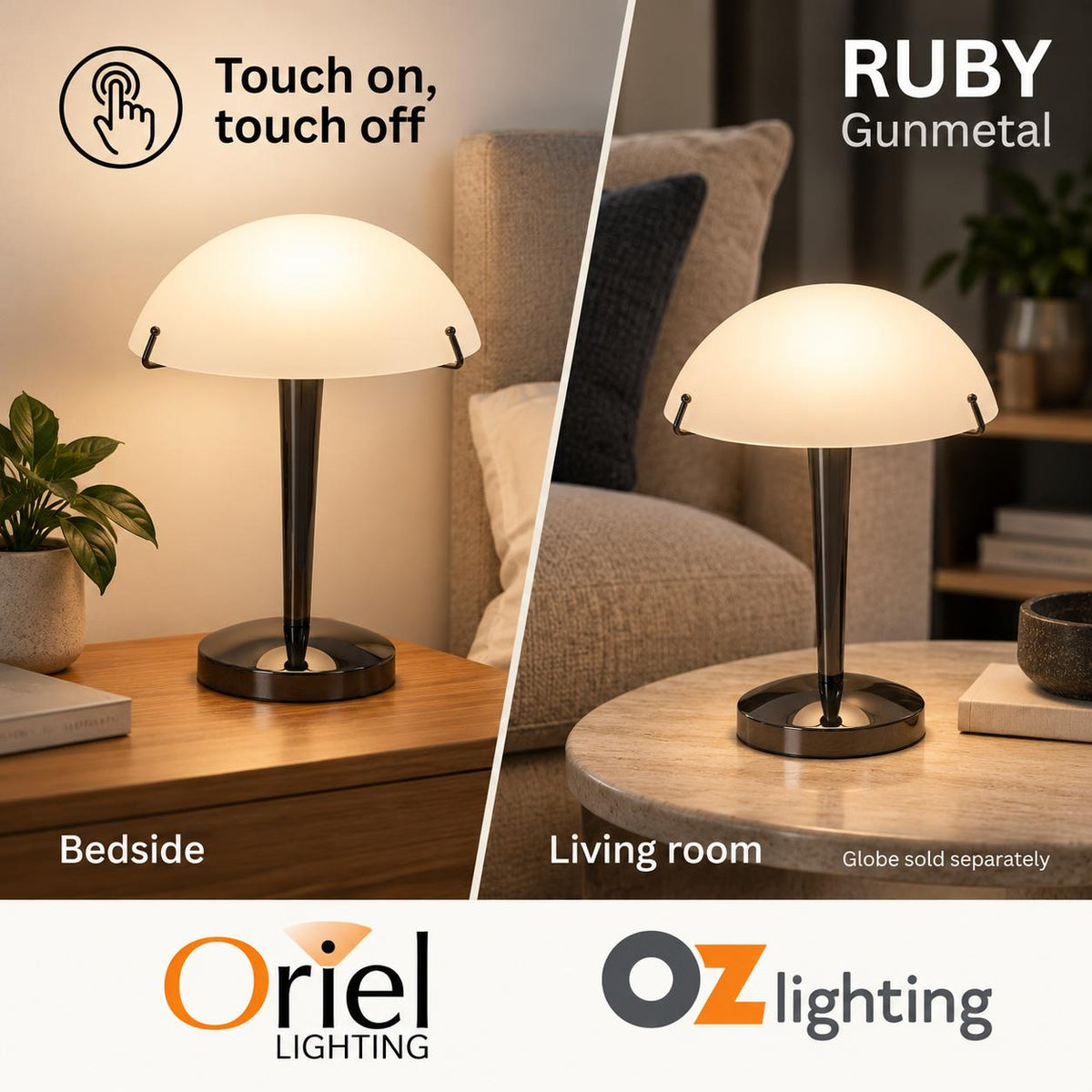 Oriel RUBY Touch Table Lamp-Oriel Lighting-Ozlighting.com.au
