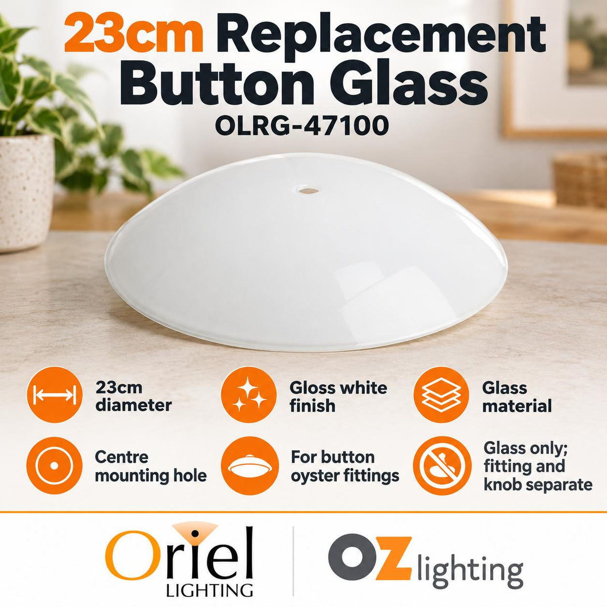 Oriel Replacement Button Glass-Oriel Lighting-Ozlighting.com.au