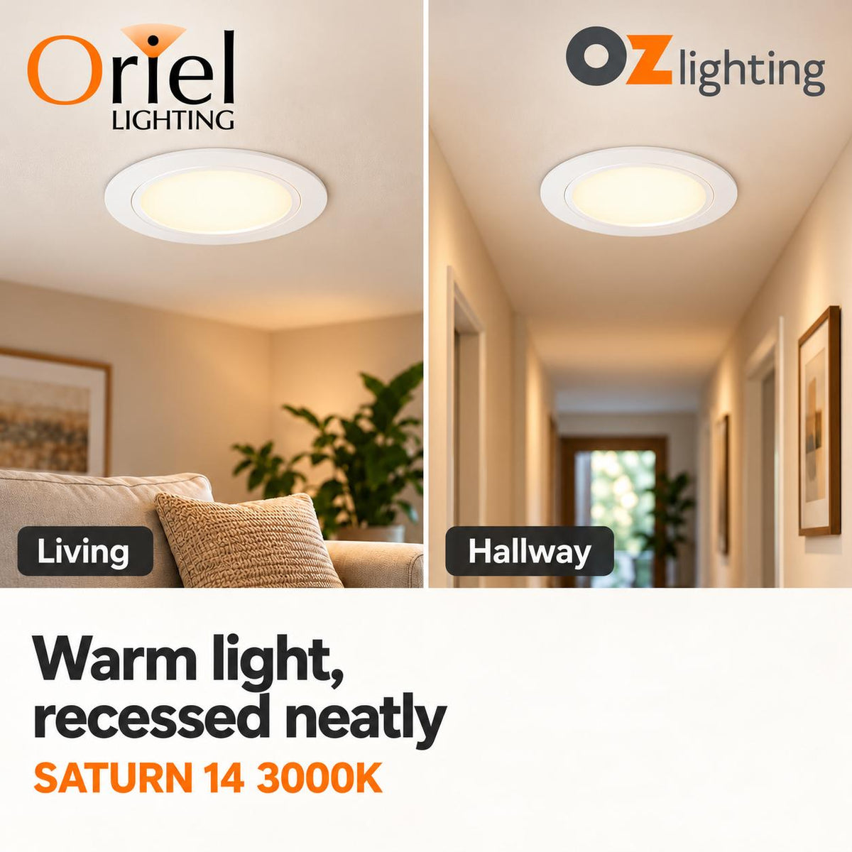 Oriel SATURN Recessed LED Downlight - 14W, 3000K-Oriel Lighting-Ozlighting.com.au