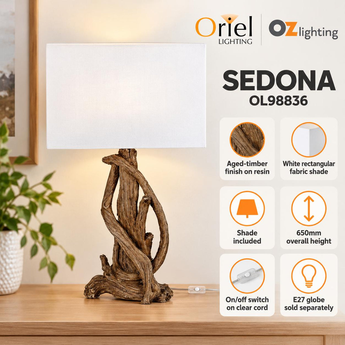 Oriel SEDONA Table Lamp - Twisted Branches-Oriel Lighting-Ozlighting.com.au