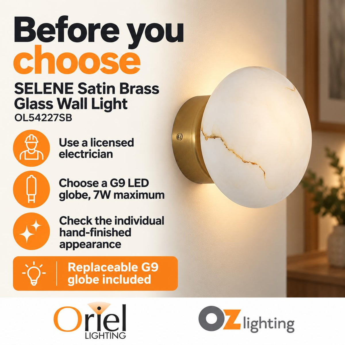 Oriel SELENE Wall Light-Oriel Lighting-Ozlighting.com.au