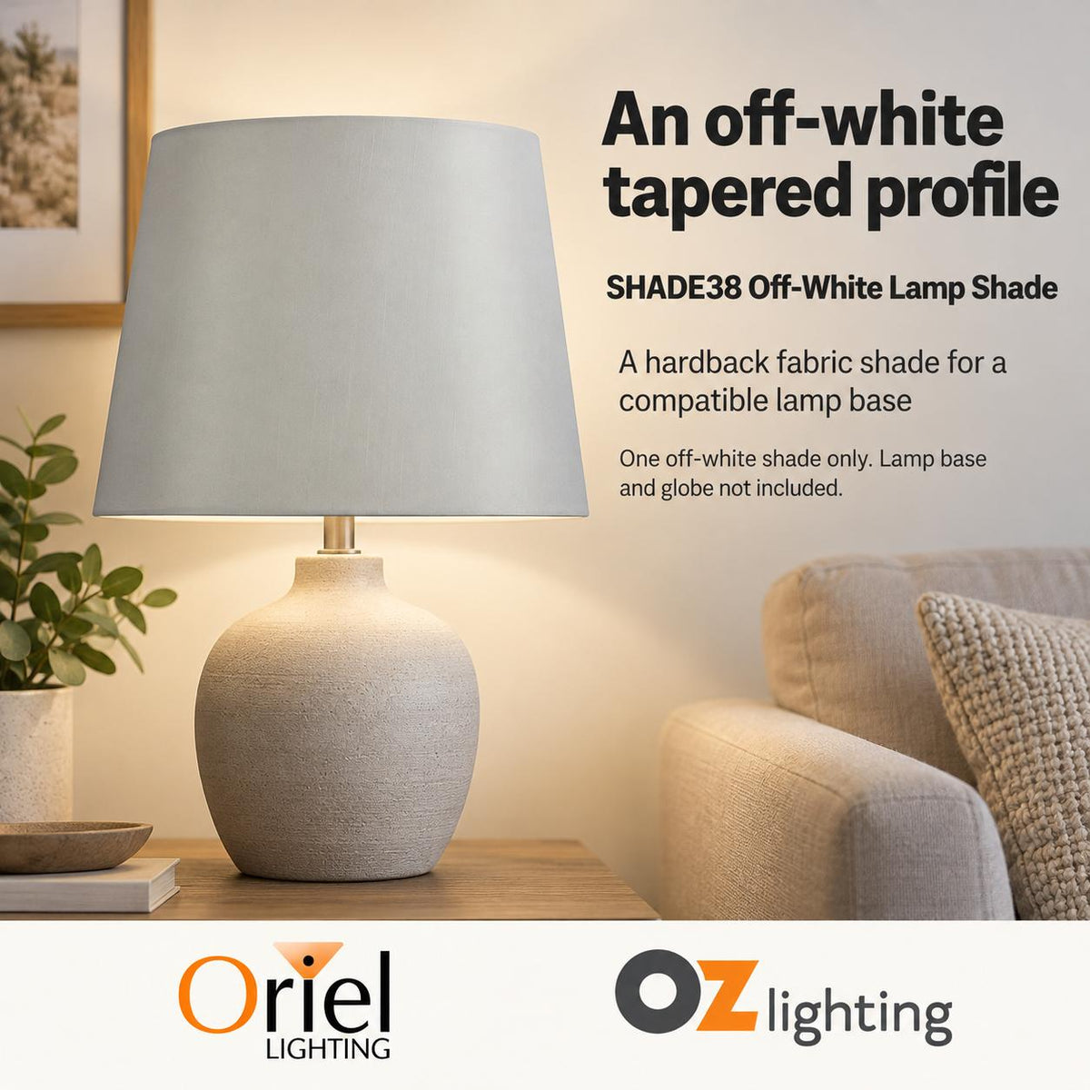 Oriel SHADE-38 Lamp Shade Only - Medium Table, White, TABLE LAMP BASE REQUIRED-Oriel Lighting-Ozlighting.com.au