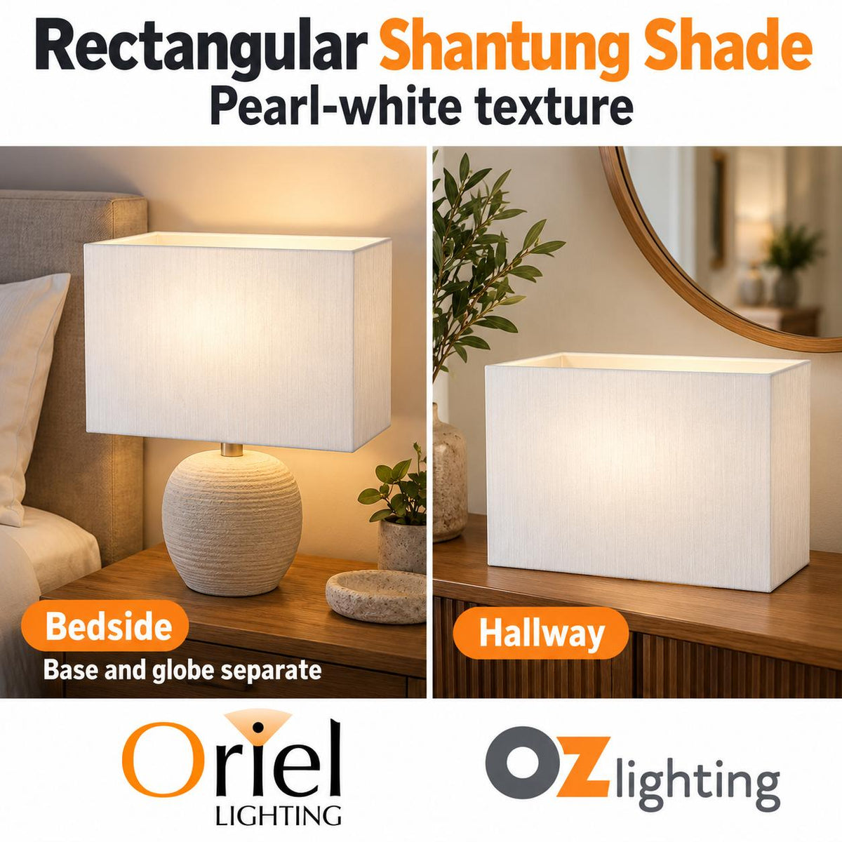 Oriel SHADE Lamp Shade Only - Pearl-White Shantung Table, TABLE LAMP BASE REQUIRED-Oriel Lighting-Ozlighting.com.au