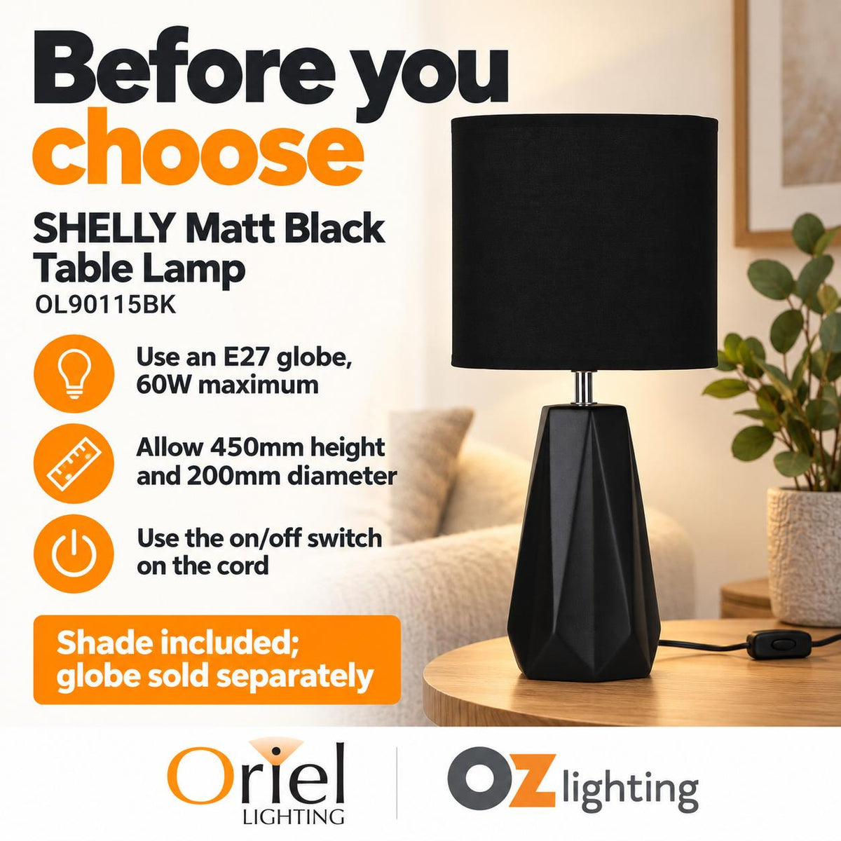 Oriel SHELLY Table Lamp - Ceramic-Oriel Lighting-Ozlighting.com.au