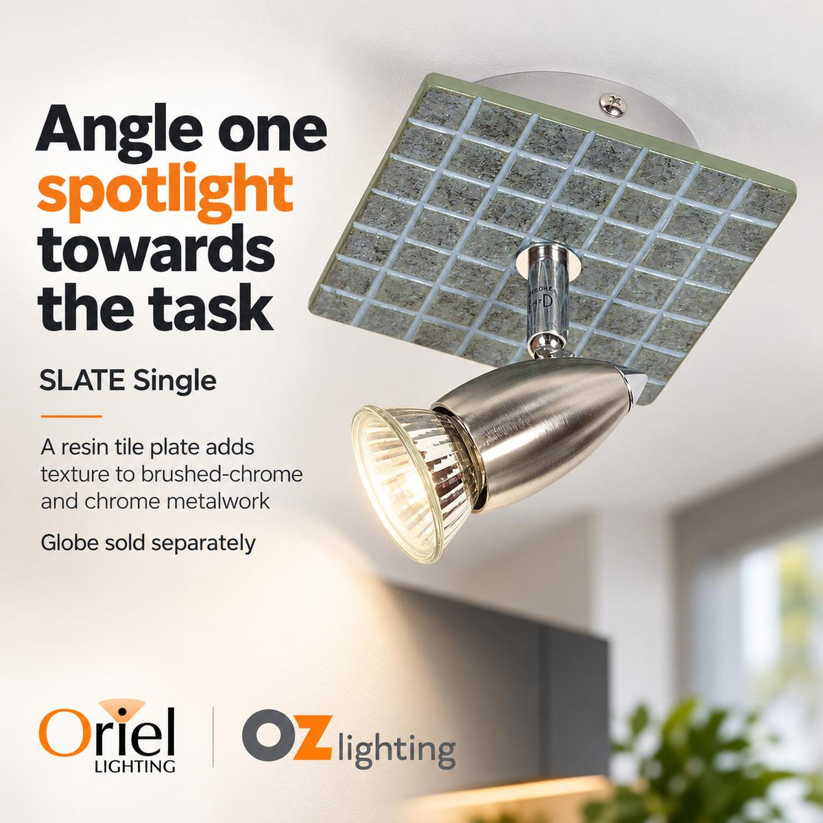 Oriel SLATE Spotlight - 1/2/3/4 Light Tiled Resin Adjustable-Oriel Lighting-Ozlighting.com.au