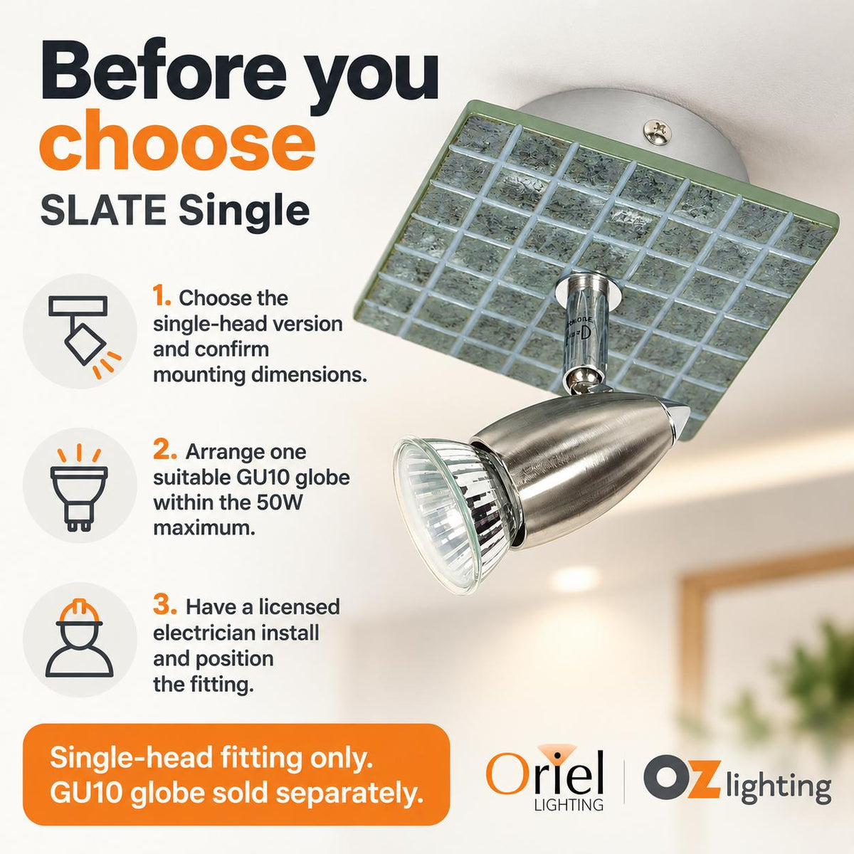 Oriel SLATE Spotlight - 1/2/3/4 Light Tiled Resin Adjustable-Oriel Lighting-Ozlighting.com.au
