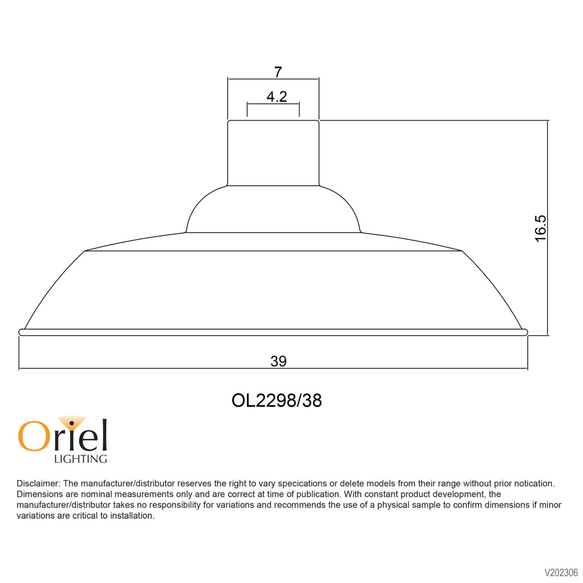 Oriel SLATER Metal Pendant Shade Only-Oriel Lighting-Ozlighting.com.au