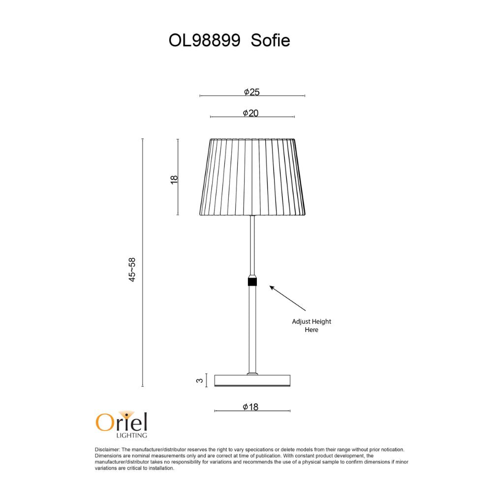 Oriel SOFIE Table Lamp - Max. 40W, Adjustable-Oriel Lighting-Ozlighting.com.au
