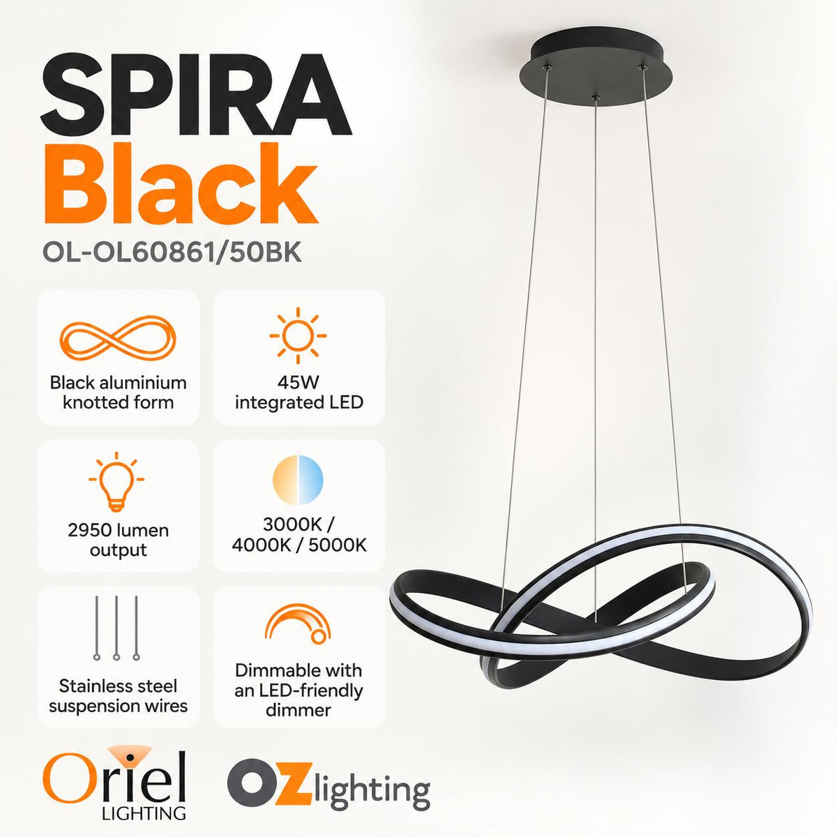 Oriel SPIRA LED Pendant - CTS-Oriel Lighting-Ozlighting.com.au