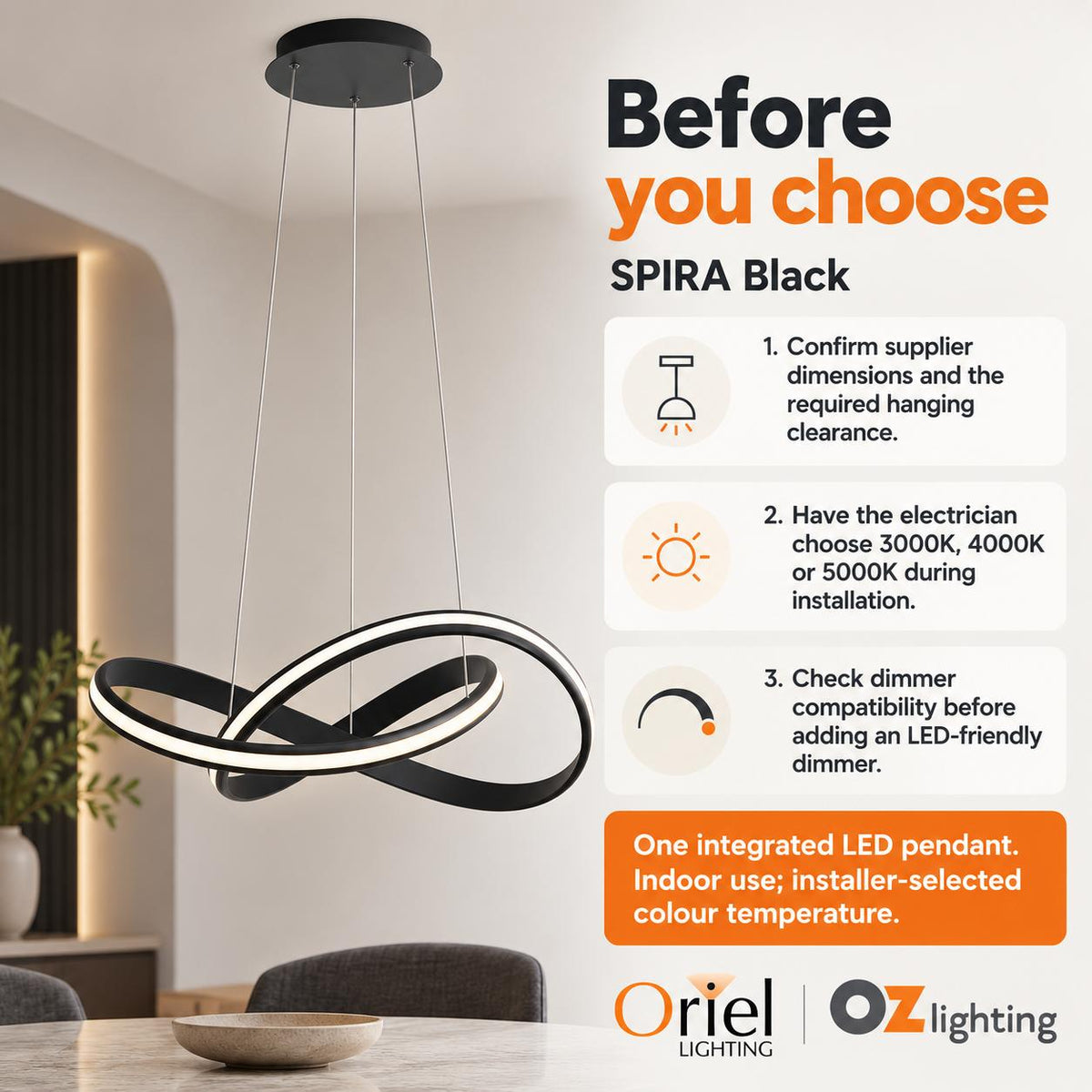 Oriel SPIRA LED Pendant - CTS-Oriel Lighting-Ozlighting.com.au