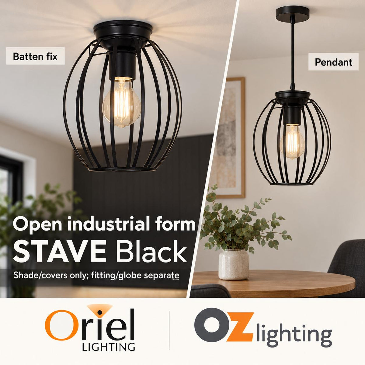 Oriel STAVE DIY Shade Only - Industrial Style-Oriel Lighting-Ozlighting.com.au