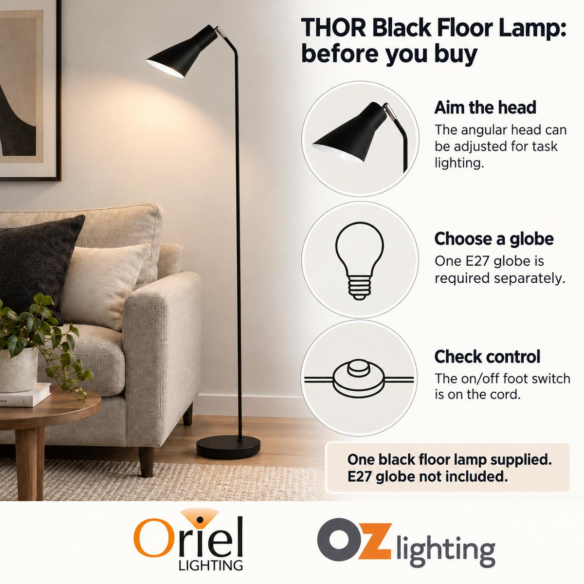 Oriel THOR Floor Lamp-Oriel Lighting-Ozlighting.com.au