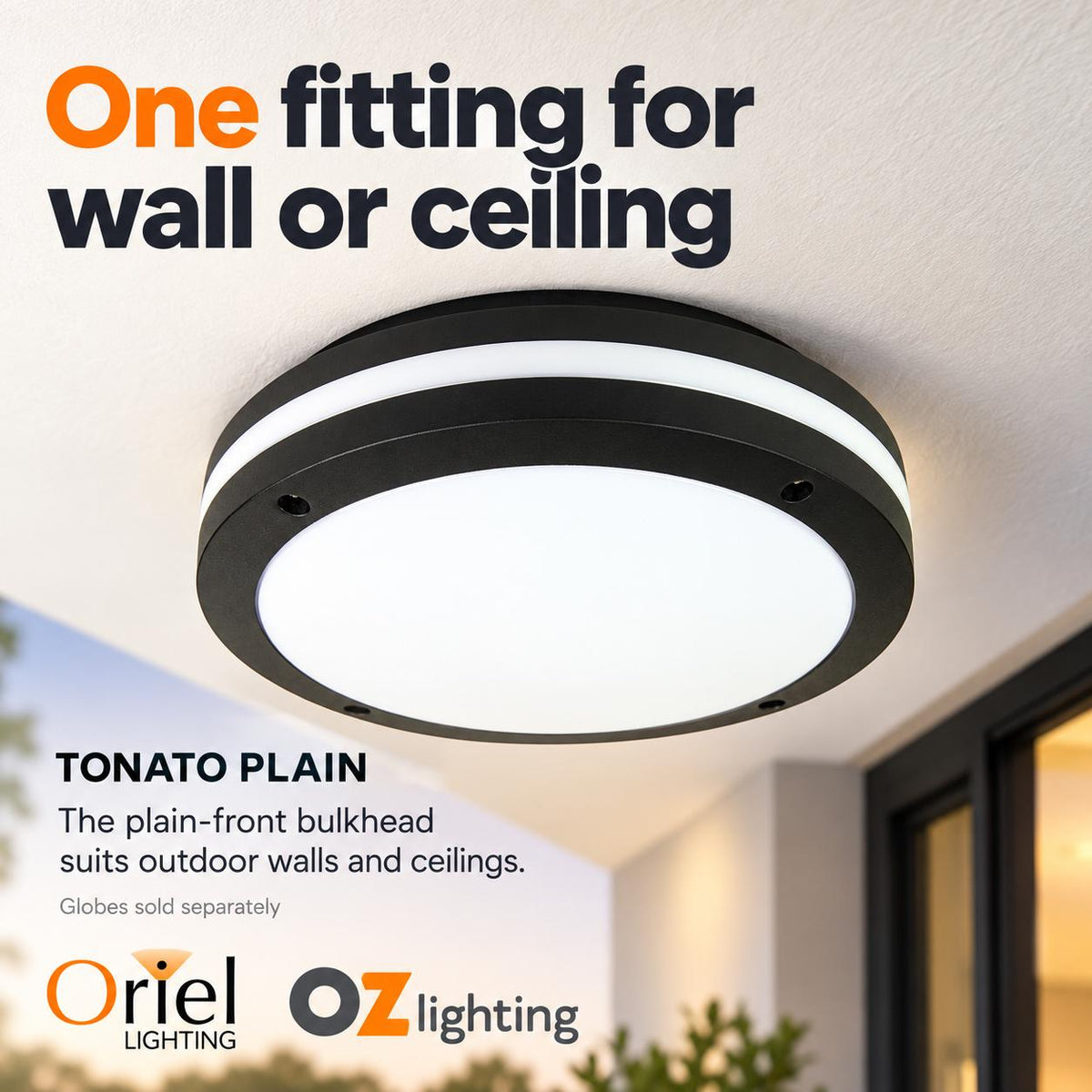 Oriel TONATO Outdoor Bunker Light - Bulkhead, IP54-Oriel Lighting-Ozlighting.com.au