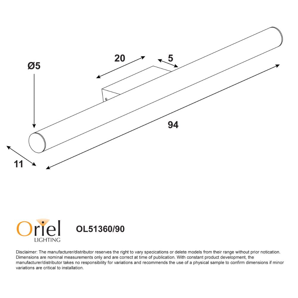 Oriel TRELLA.90 Vanity Wall Light - 18W-Oriel Lighting-Ozlighting.com.au