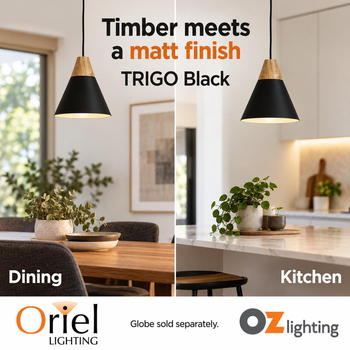 Oriel TRIGO Pendant - 1 Light Single-Oriel Lighting-Ozlighting.com.au