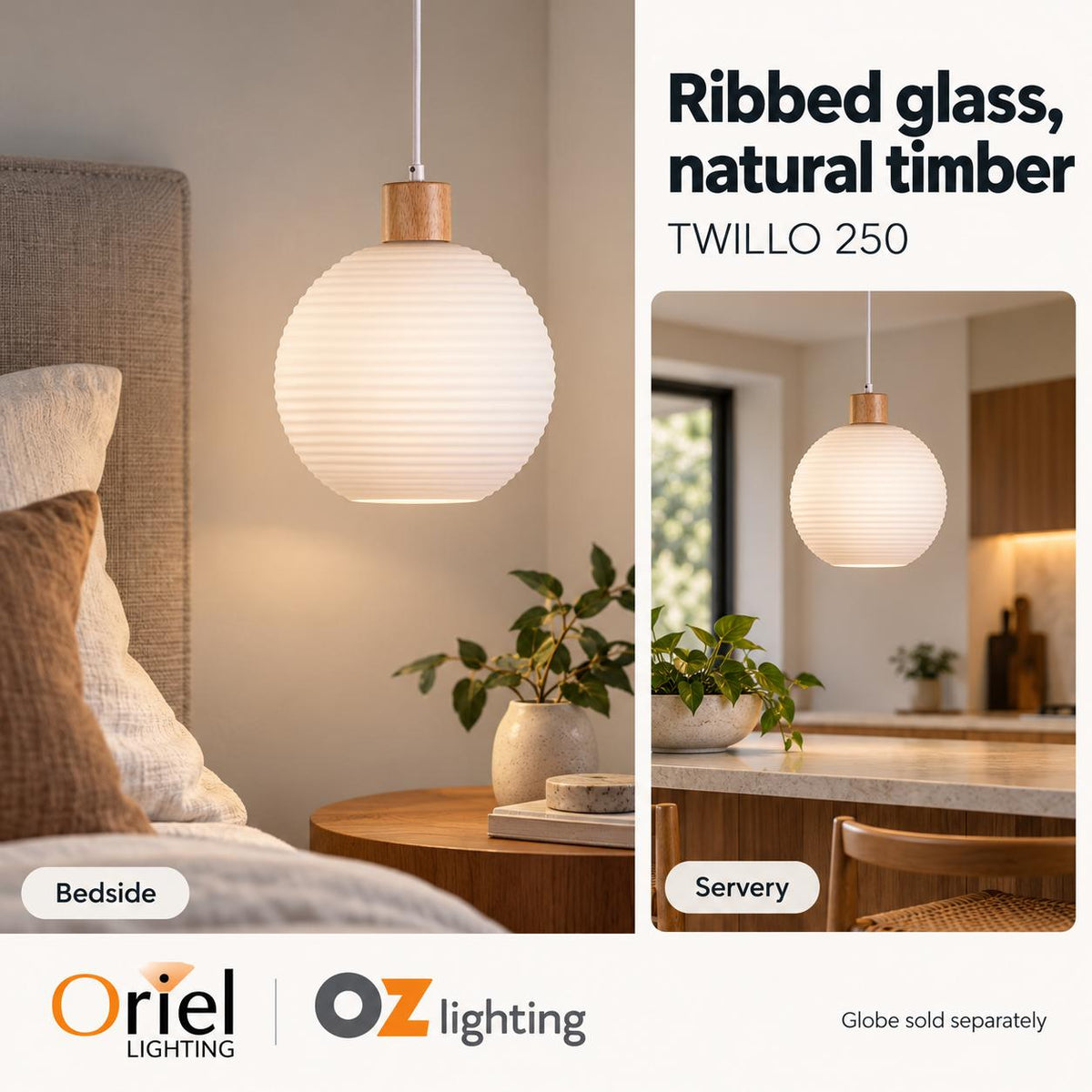 Oriel TWILLO Pendant - 1 Light-Oriel Lighting-Ozlighting.com.au