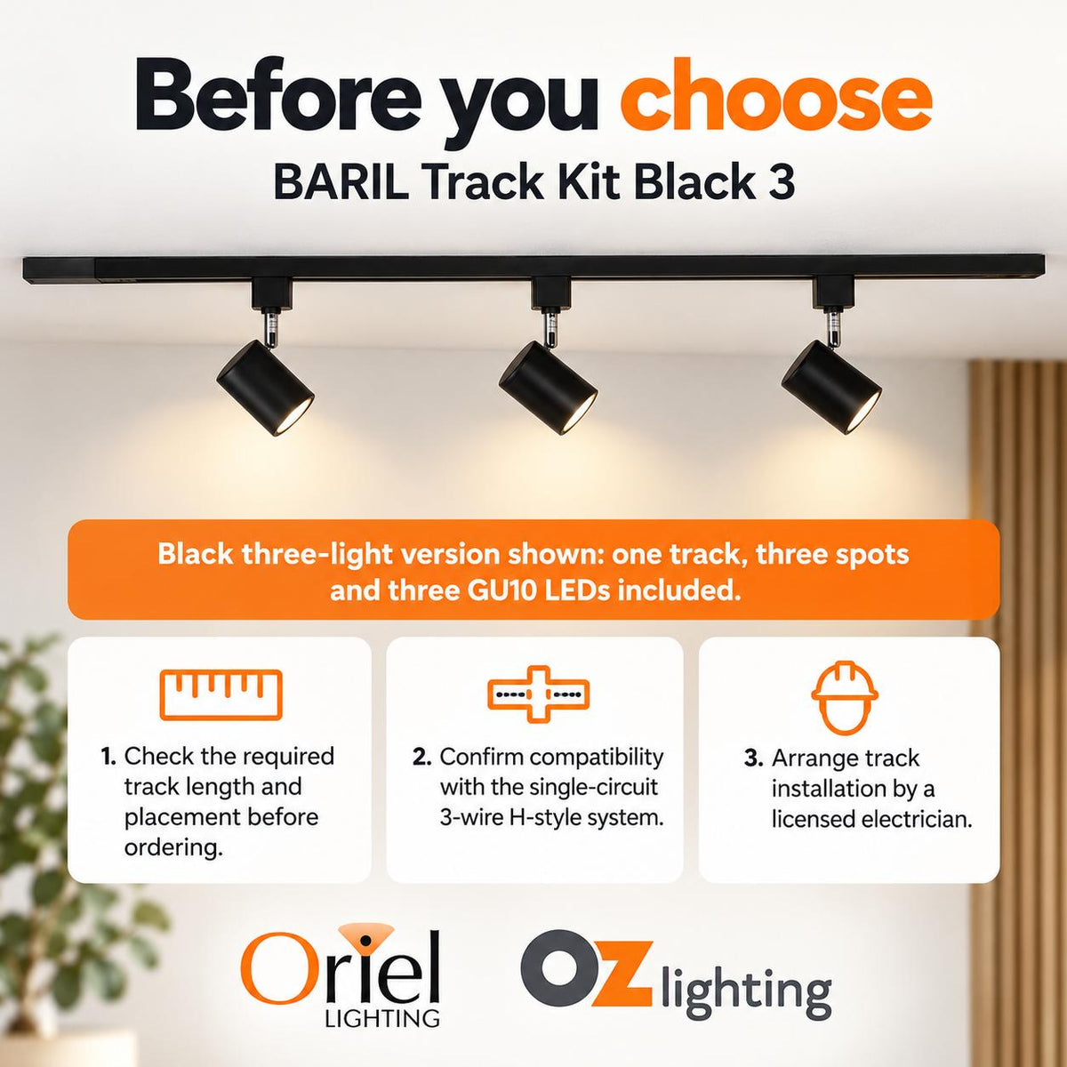 Oriel Track Kit - 2/3 Light-Oriel Lighting-Ozlighting.com.au