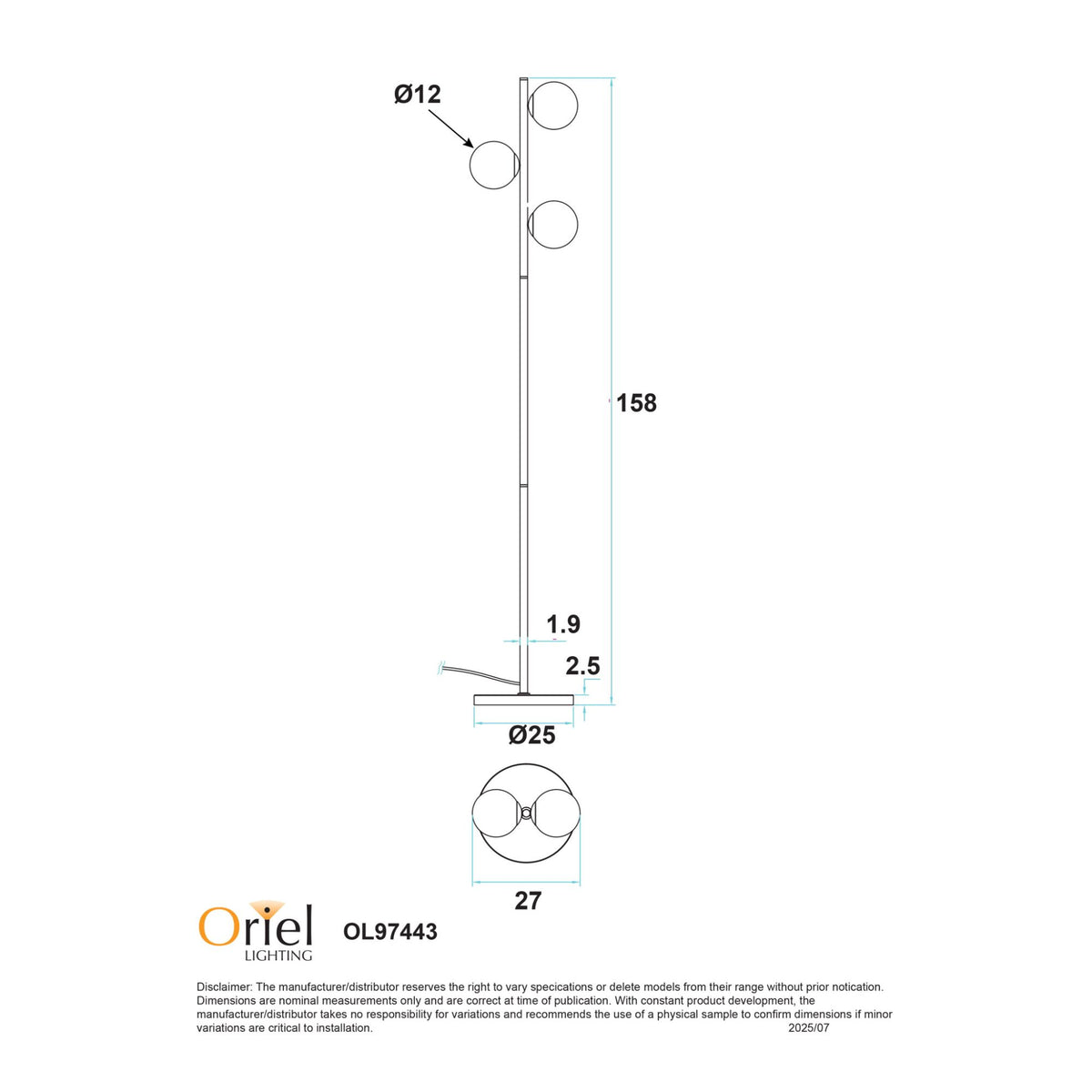 Oriel VALCROSS Smoke Glass Floor Lamp-Oriel Lighting-Ozlighting.com.au