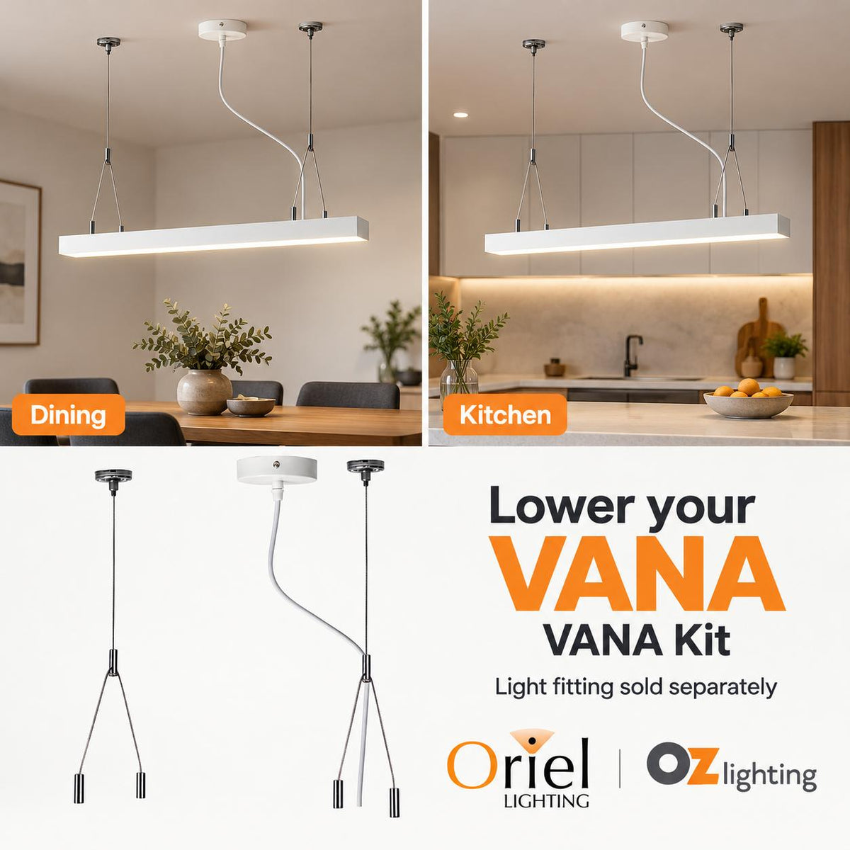 Oriel VANA Suspension Kit Only - To Suit Oriel VANA Series-Oriel Lighting-Ozlighting.com.au
