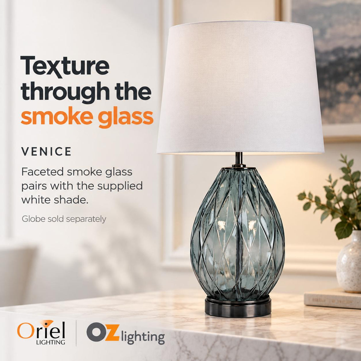 Oriel VENICE Table Lamp - Glass-Oriel Lighting-Ozlighting.com.au