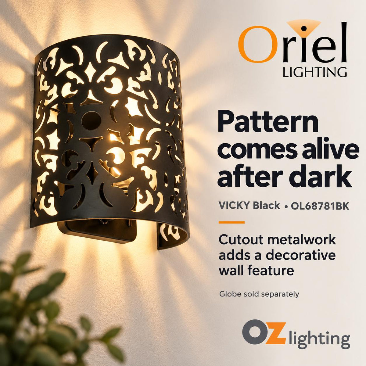 Oriel VICKY Wall Light - 1 Light Interior-Oriel Lighting-Ozlighting.com.au