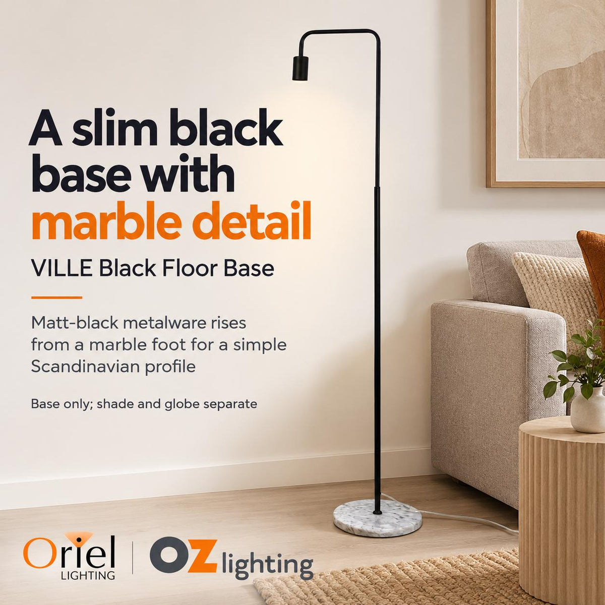 Oriel VILLE Floor Lamp - Scandinavian-Oriel Lighting-Ozlighting.com.au