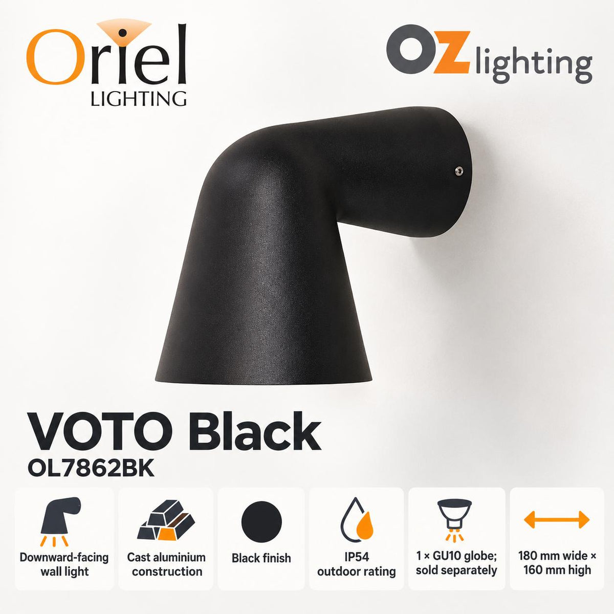 Oriel VOTO Outdoor Wall Light - Max. 35W, Up/Down-Oriel Lighting-Ozlighting.com.au