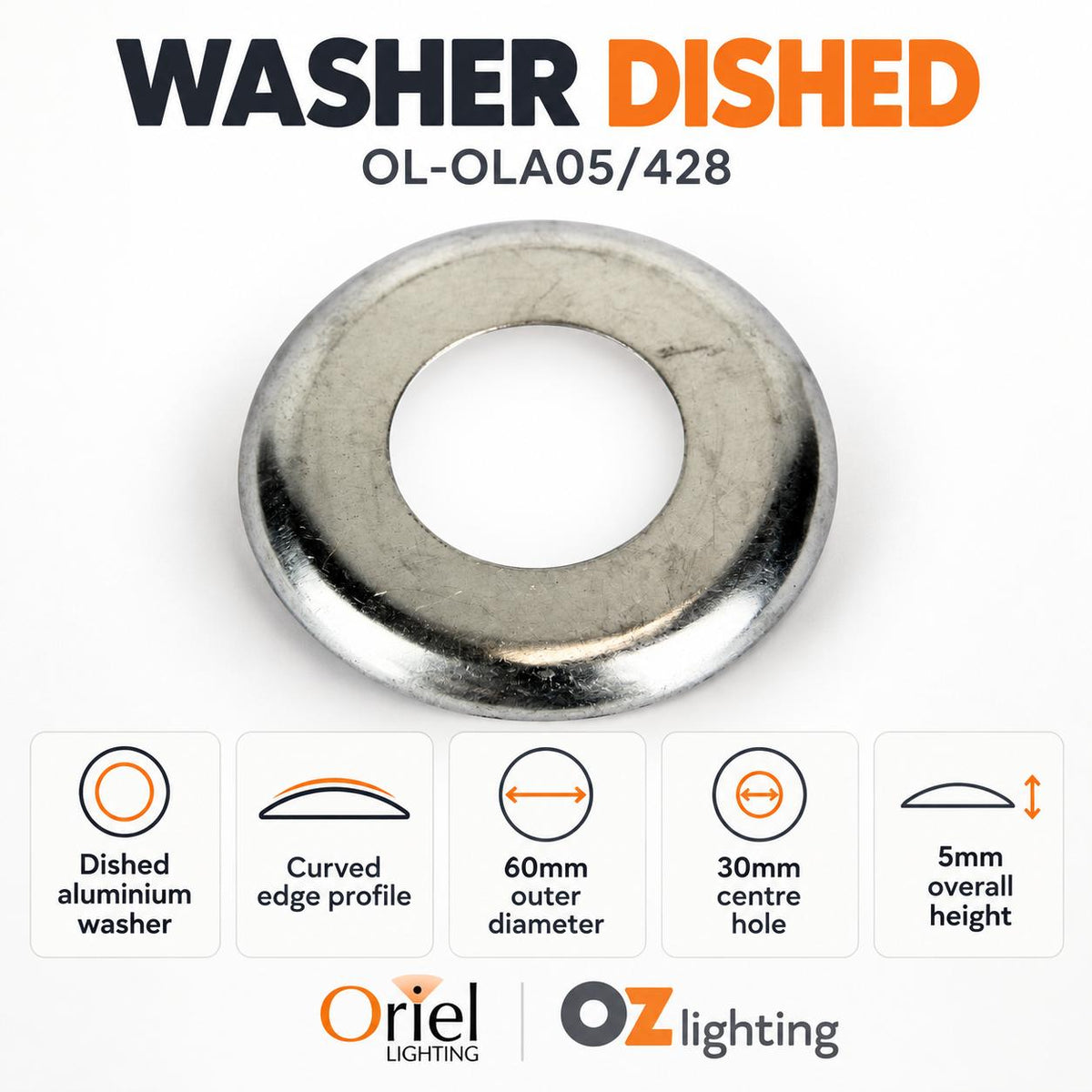 Oriel WASHER Washer - Dished Aluminium-Oriel Lighting-Ozlighting.com.au