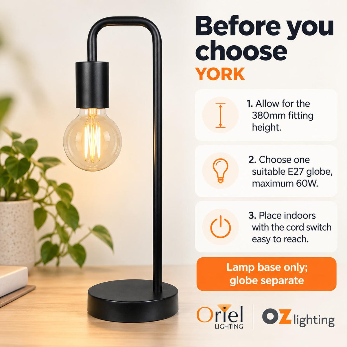Oriel YORK Table Lamp-Oriel Lighting-Ozlighting.com.au
