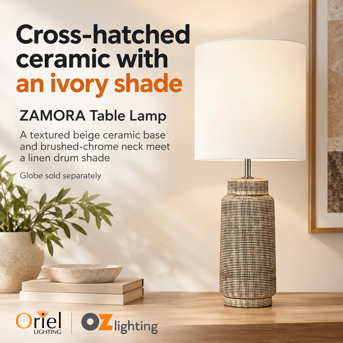Oriel ZAMORA Table Lamp - Ceramic-Oriel Lighting-Ozlighting.com.au
