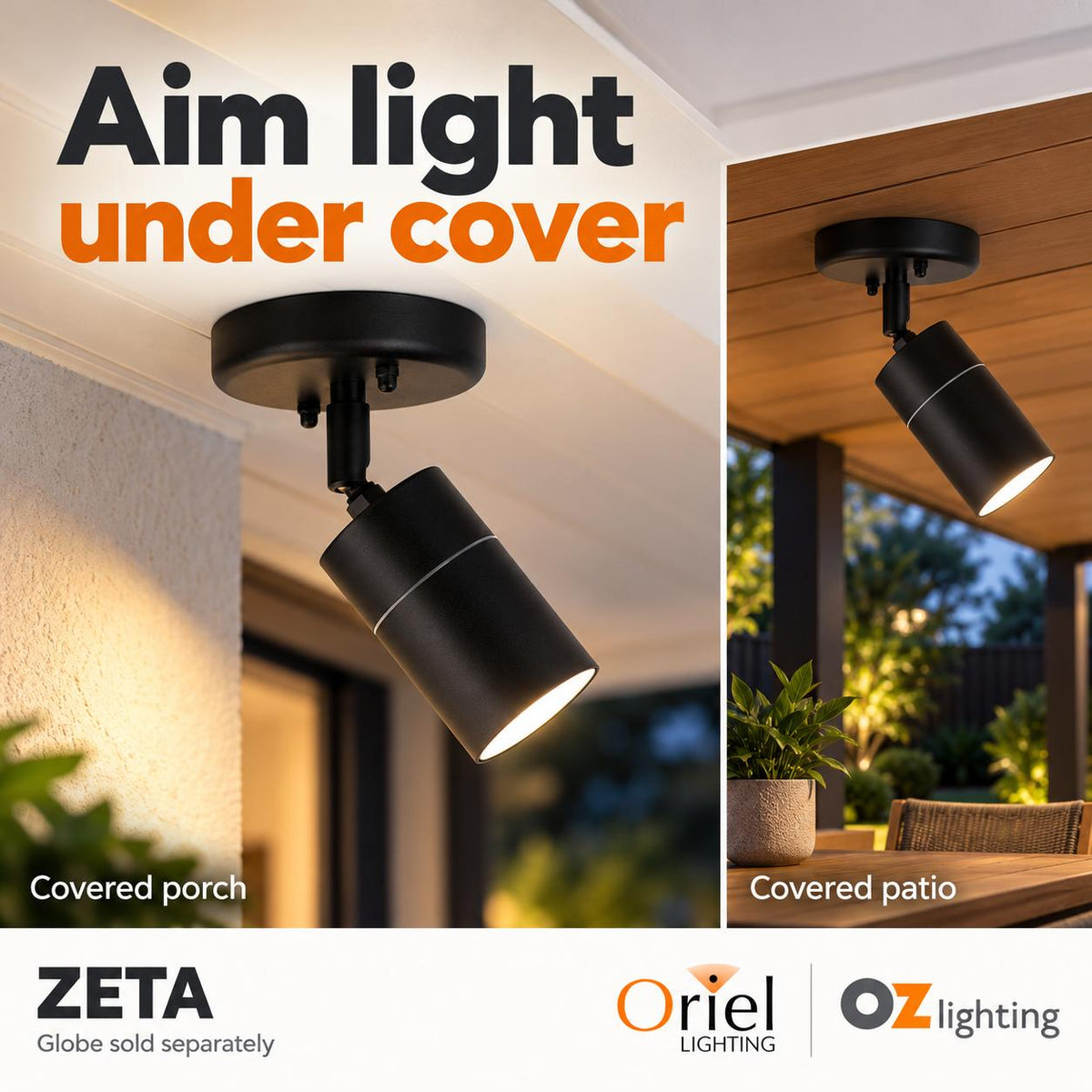 Oriel ZETA Outdoor Spotlight - 1/2/3 Light Adjustable, IP44-Oriel Lighting-Ozlighting.com.au