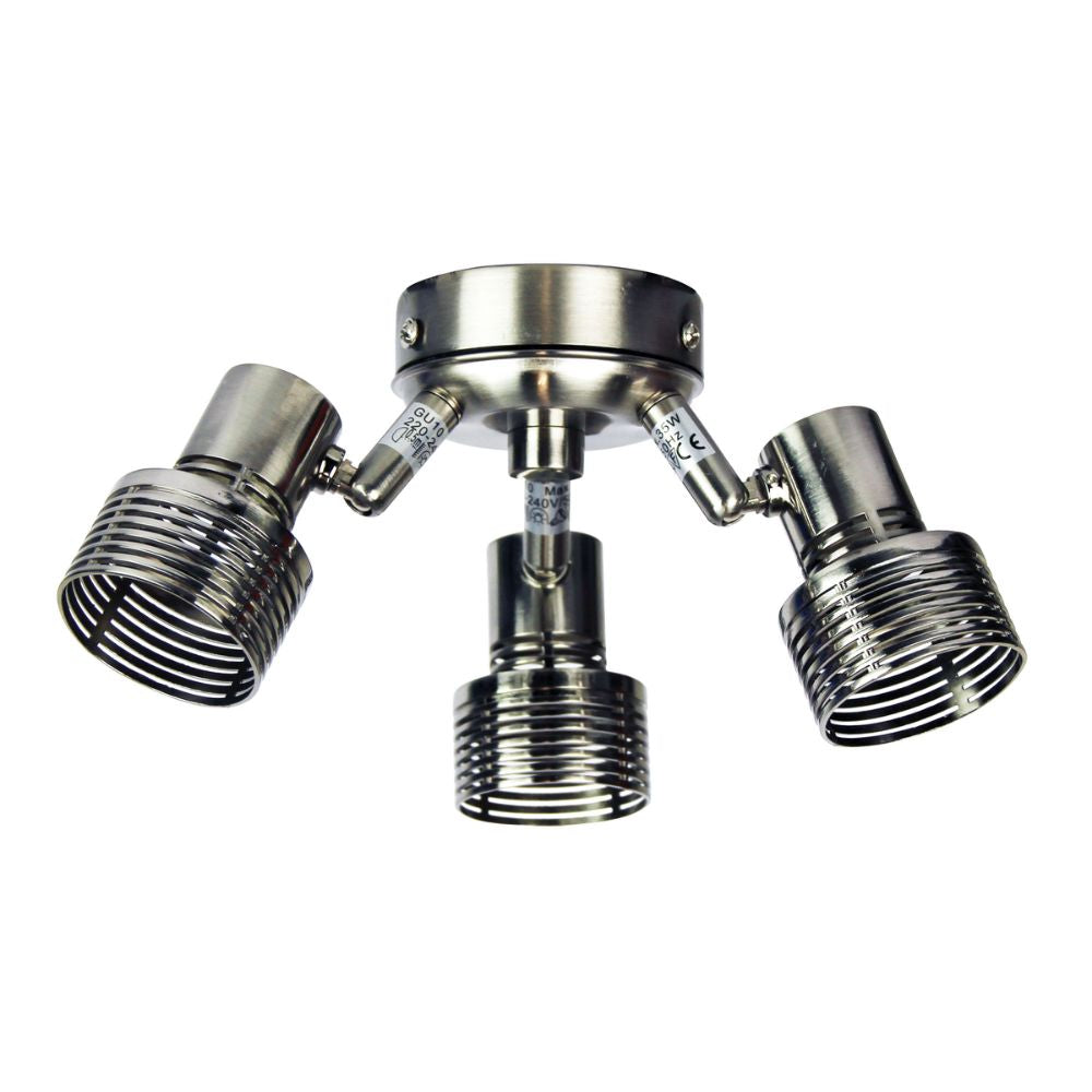 Oriel ZIP 3 Spotlight - 3xGU10 Adjustable Indoor Ceiling Fan, Accessory, Brushed Chrome-Oriel Lighting-Ozlighting.com.au