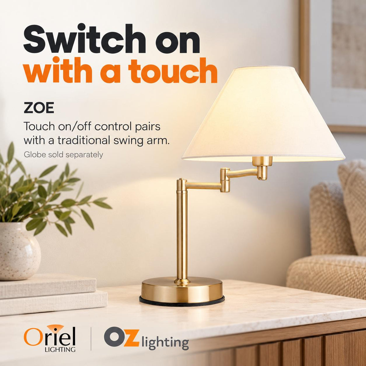 Oriel ZOE Touch Table Lamp-Oriel Lighting-Ozlighting.com.au
