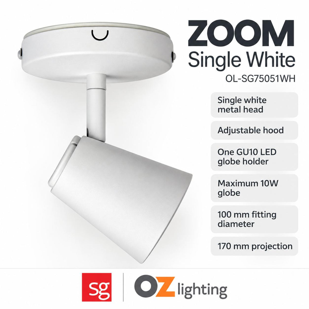 Oriel ZOOM Spotlight - 1/2/3 Light Adjustable-Oriel Lighting-Ozlighting.com.au