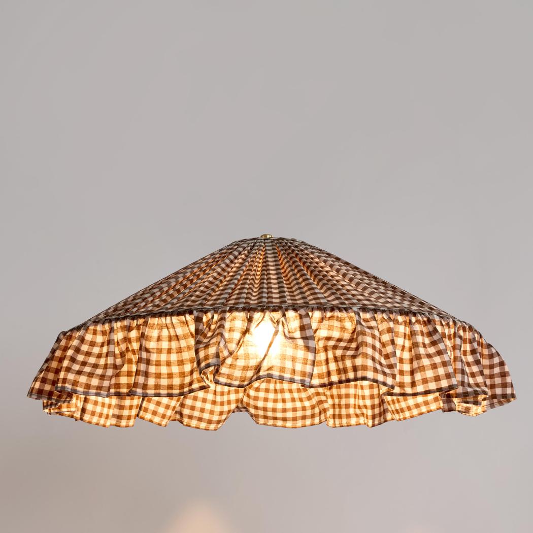 Perfect Pieces THE HEIRLOOM Pleated Lampshade Gingham Brown-PERFECT PIECES-Ozlighting.com.au