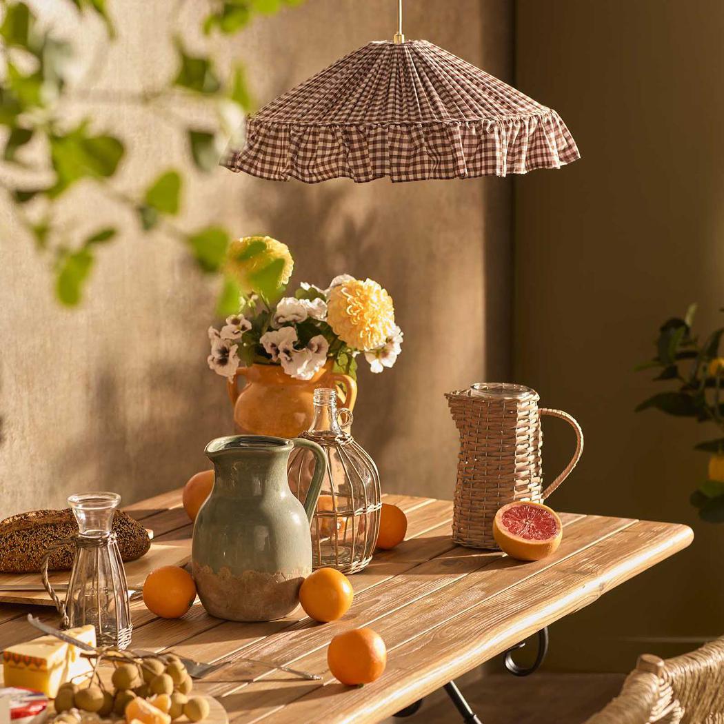 Perfect Pieces THE HEIRLOOM Pleated Lampshade Gingham Brown-PERFECT PIECES-Ozlighting.com.au
