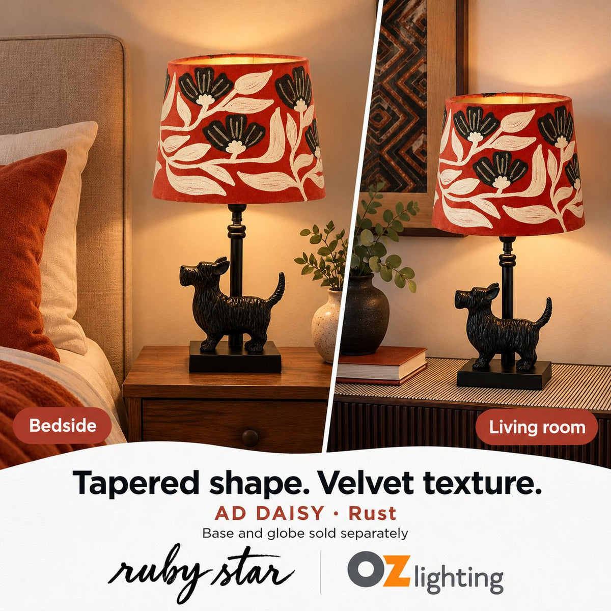 Ruby Star AD DAISY Tapered Shade - Velvet, Rust-RUBY STAR-Ozlighting.com.au