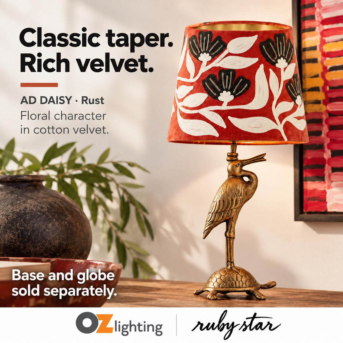 Ruby Star AD DAISY Tapered Shade - Velvet, Rust-RUBY STAR-Ozlighting.com.au