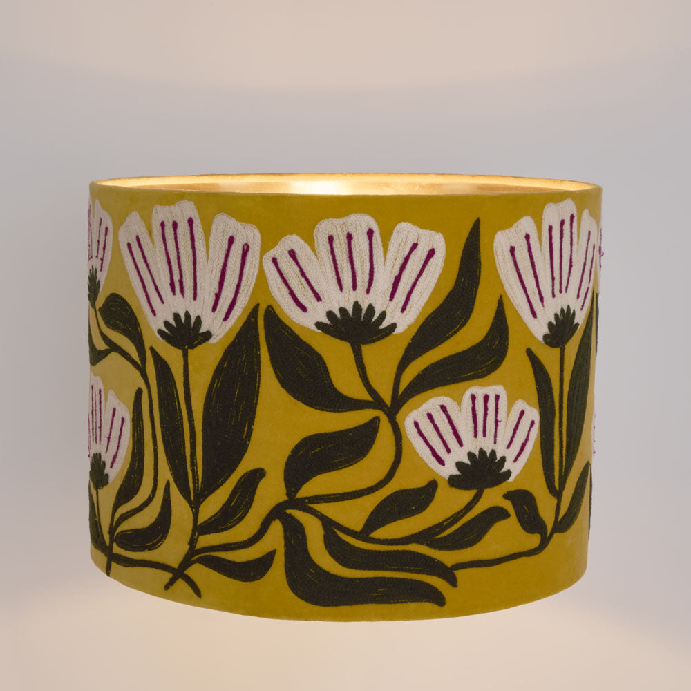 Ruby Star AD DAISY Velvet Drum Shade Yellow-RUBY STAR-Ozlighting.com.au