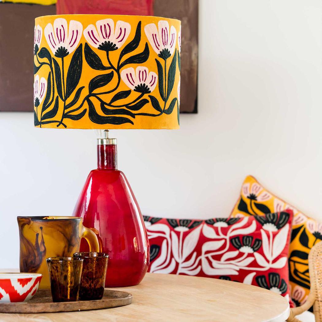 Ruby Star AD DAISY Velvet Drum Shade Yellow-RUBY STAR-Ozlighting.com.au