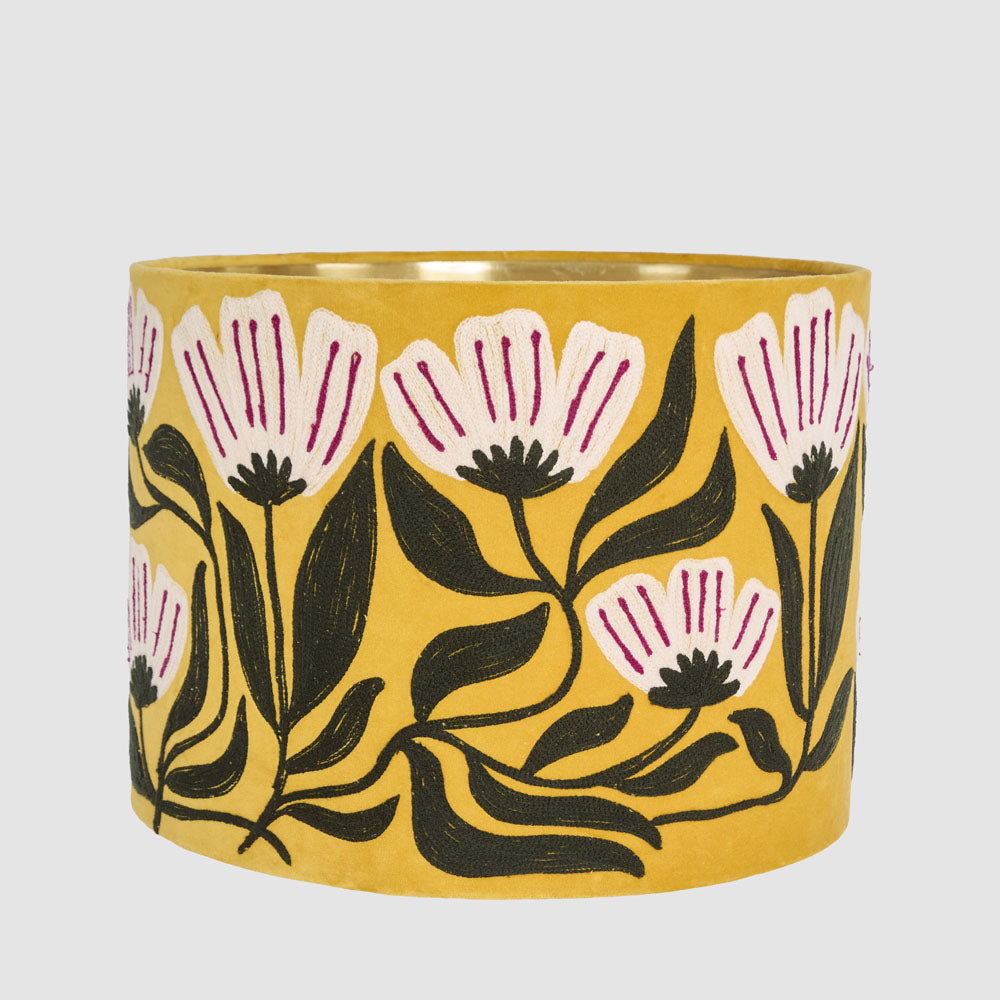 Ruby Star AD DAISY Velvet Drum Shade Yellow-RUBY STAR-Ozlighting.com.au